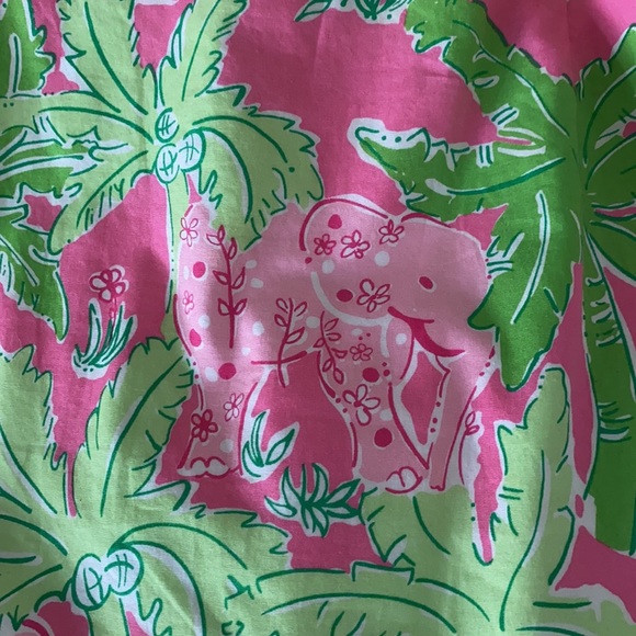 RARE Vintage Lilly Pulitzer Taboo Elephant Palm Print Pink Tie Bow Dress - 6 - Picture 10 of 10